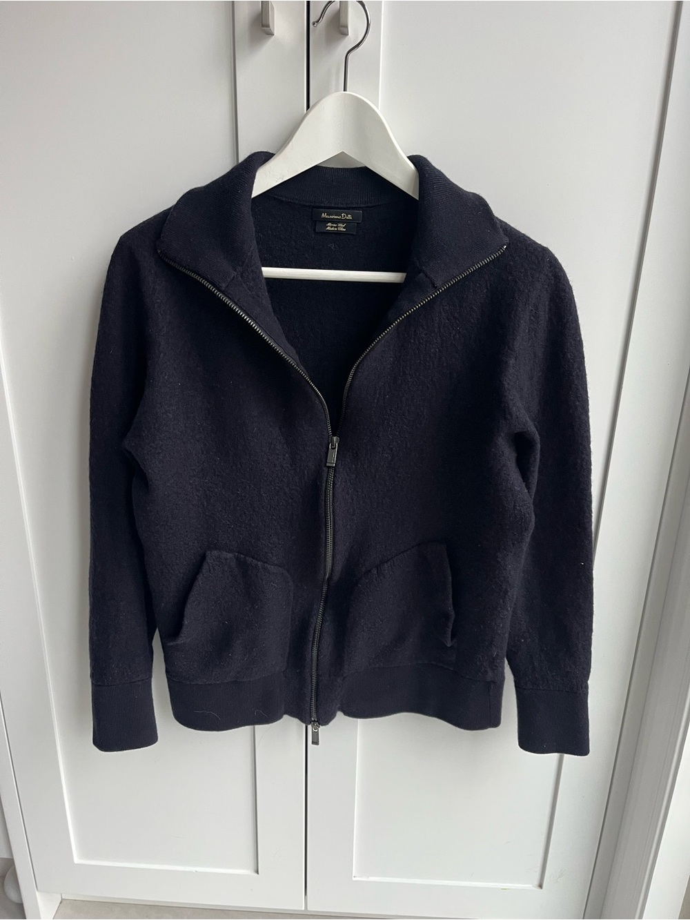 Massimo Dutti Navy Wool Zip Sweater